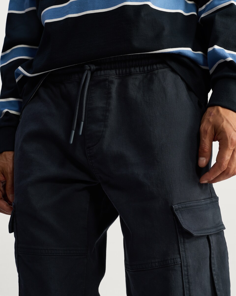 image 1 of F&F Slim Fit Cuffed Cargo Joggers in Navy