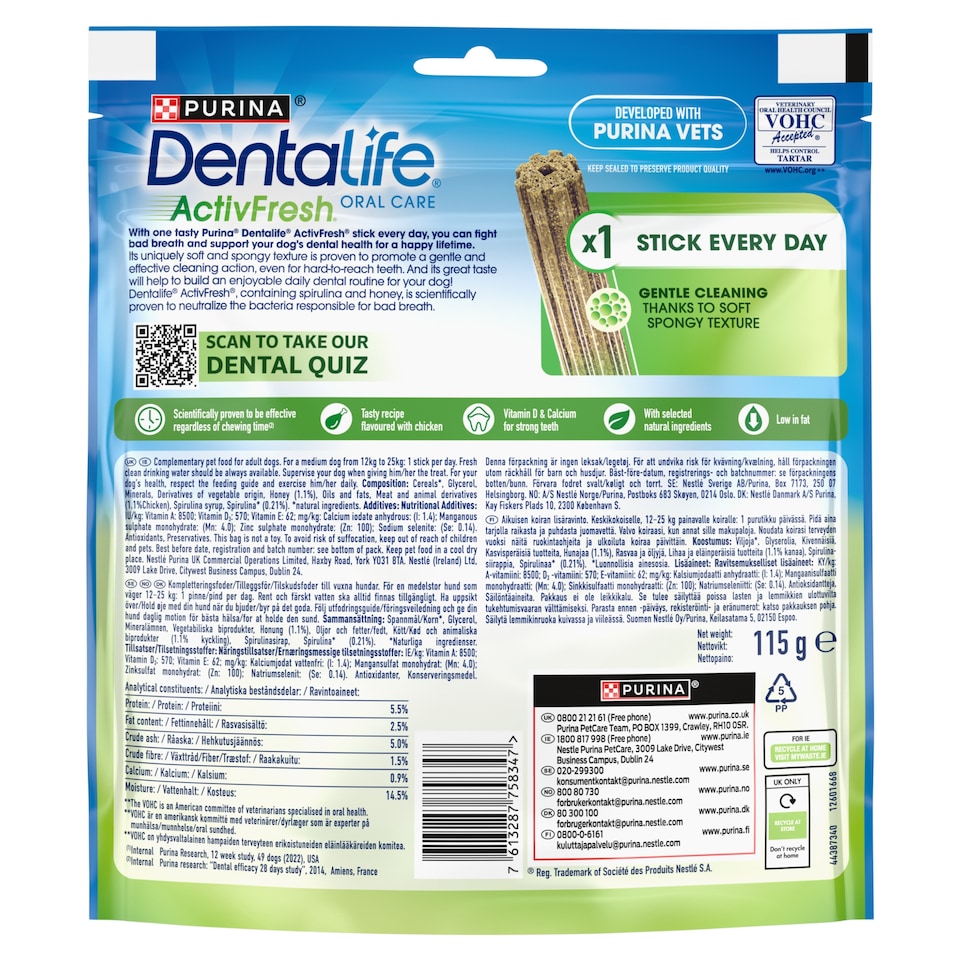 image 1 of DENTALIFE ActivFresh Medium Dental Chicken Dog Chews 5 Sticks