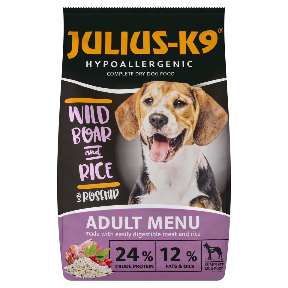 Julius-K9 Hypoallergenic Wild Boar & Rice teljesértékű száraz eledel felnőtt kutyák részére 3 kg