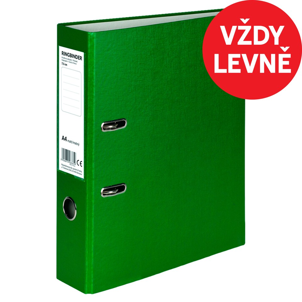 Kroužková vazba A4 matná zelená 7,5 cm