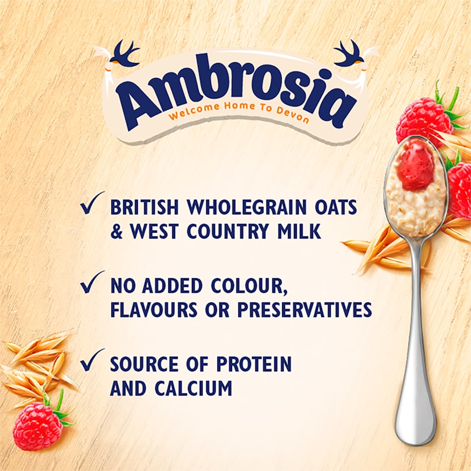 image 1 of Ambrosia Ready to Eat Porridge Oat Cereal Pot Raspberry Layer 210g