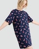 image 1 of F&F Pure Cotton Candy Cane Print Nightdress in Navy