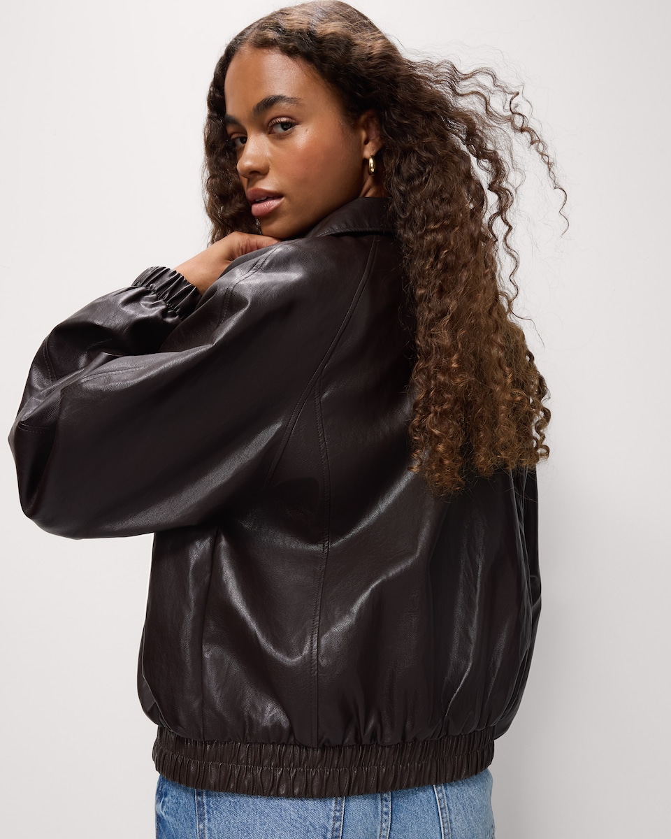 image 1 of OH ME OH MY Faux Leather Jacket in Chocolate