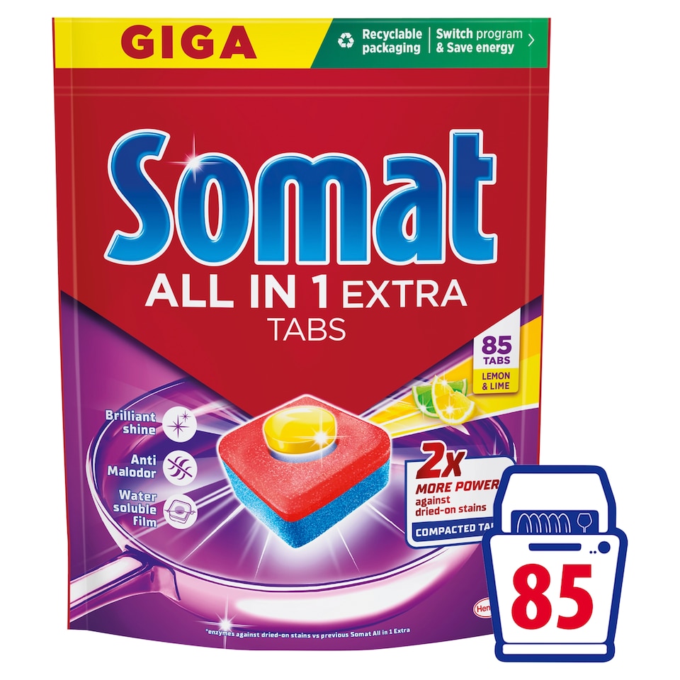 Somat All in 1 Extra Lemon & Lime Dishwasher Detergent 85 pcs 1411g