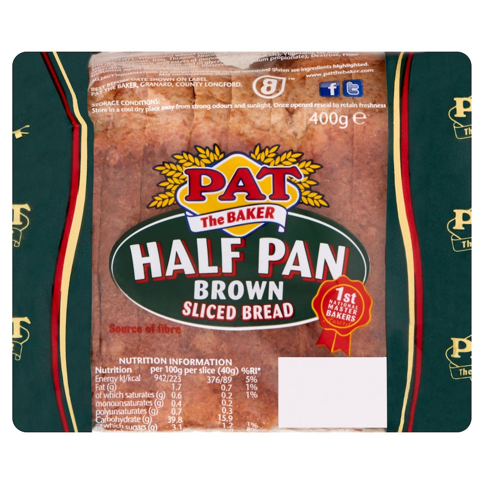 Pats Sliced Brown Half Pan 400G