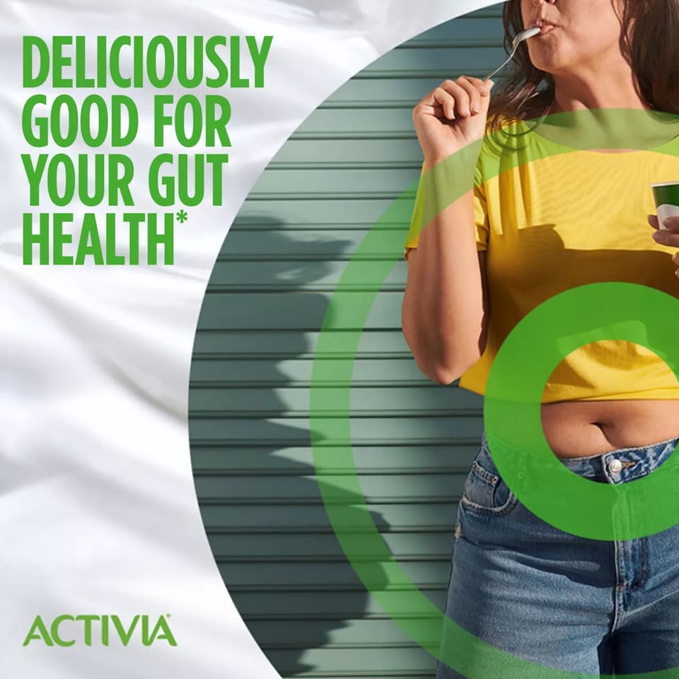 image 1 of Activia Rhubarb & Mixed Fruit Low Fat Gut Health Yoghurt Multipack 8x115g