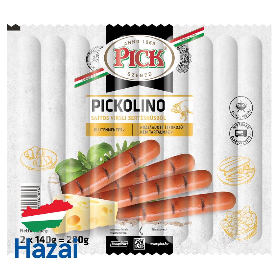 PICK Pickolino sajtos virsli sertéshúsból 2 x 140 g (280 g)