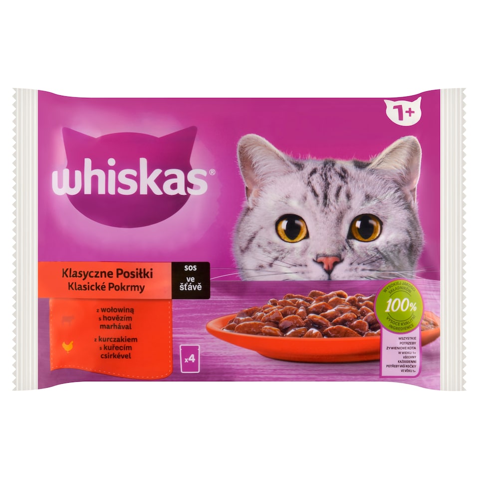 obrázok 1 z Whiskas 1+ klasické pokrmy v šťave 4 x 85 g (340 g)