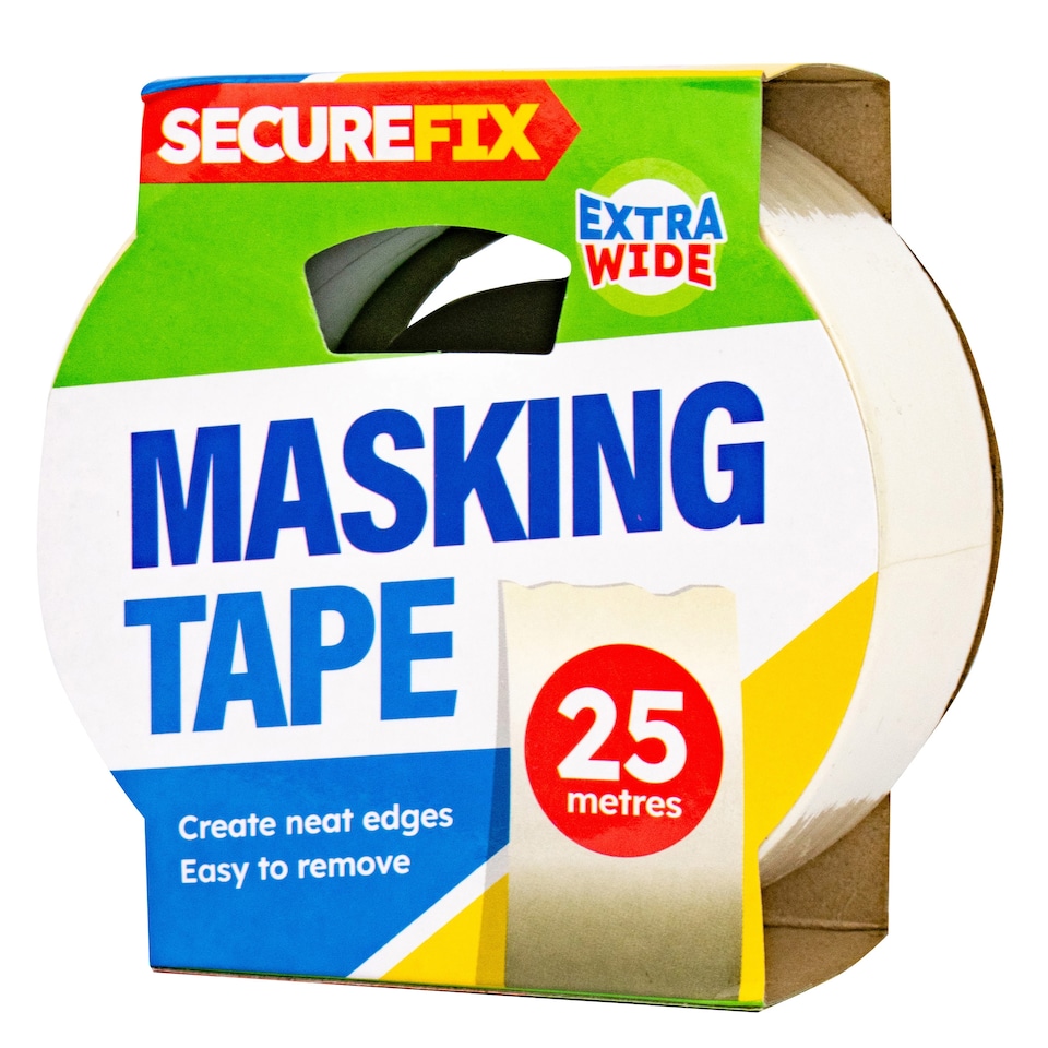 SECUREFIX EXTRA WIDE MASKING TAPE 25M