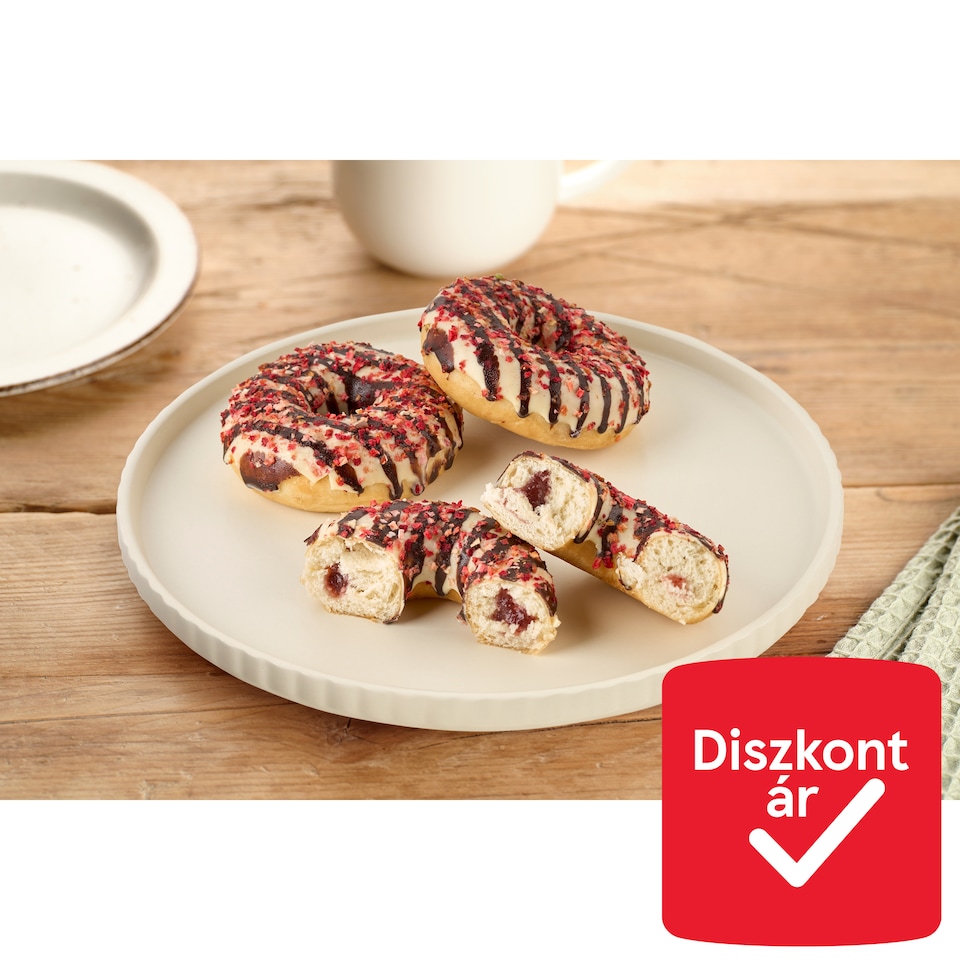 image 1 of Defrosted Ring Donut with Strawberry Flavored Filling and White Chocolate Coating 73 g
