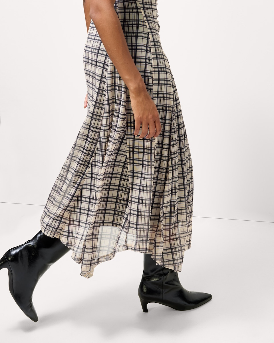 image 1 of F&F Mesh Check Midi Dress in Multi
