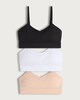 image 4 of F&F 3-Pack Ribbed Seamless Contour Crop Tops in Multi