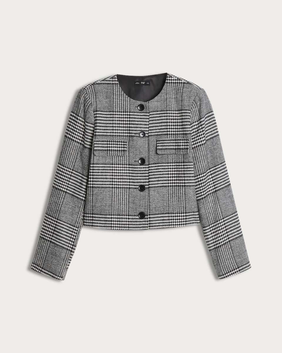 image 1 of F&F Check Cropped Jacket in Black