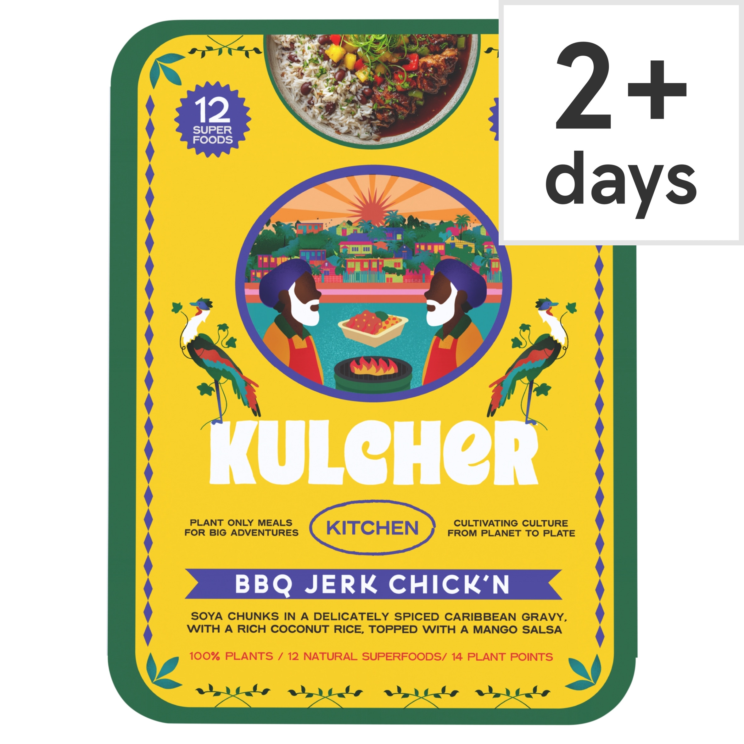 Kulcher Kitchen BBQ Jerk Chick’n with Coconut Rice and Mango Salsa 360g