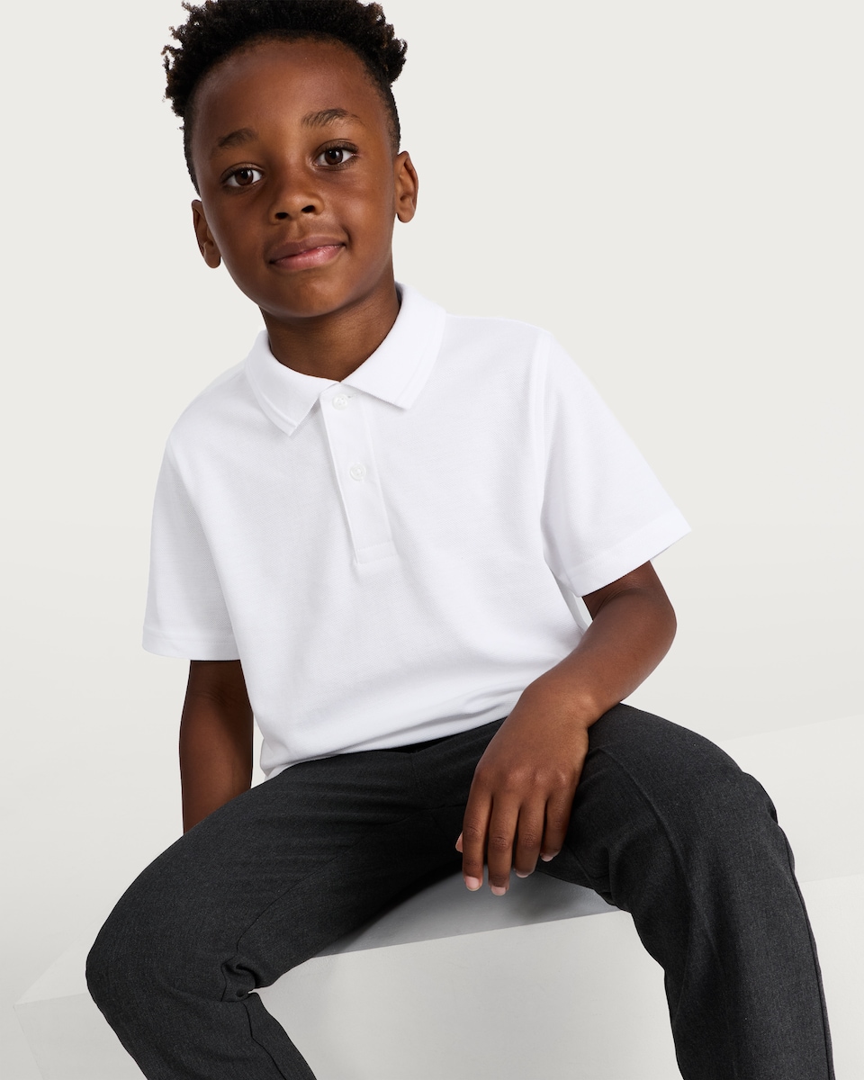 image 1 of F&F School Unisex 2-Pack Regular Fit Polo Shirts in White