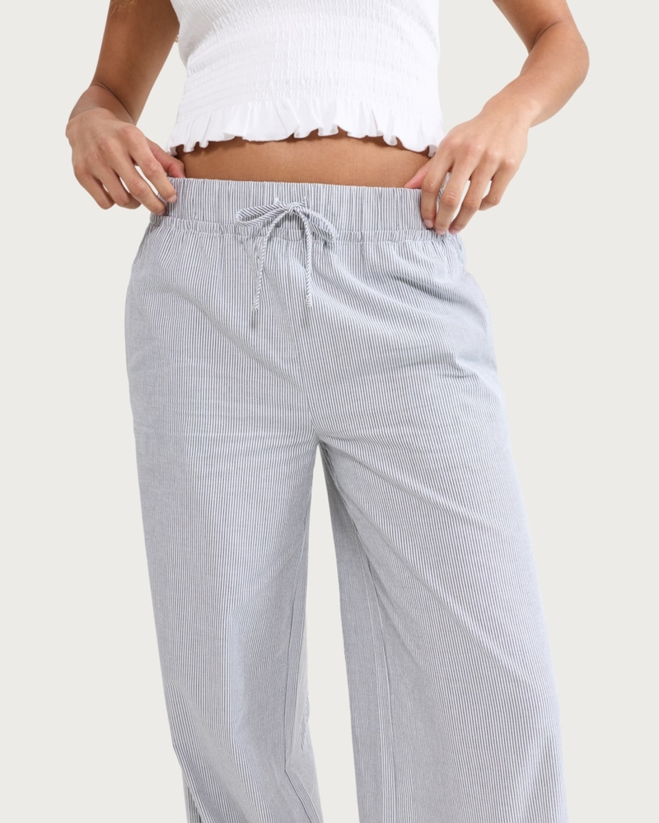 image 1 of OH ME OH MY Pure Cotton Stripe Wide Leg Trousers in Blue