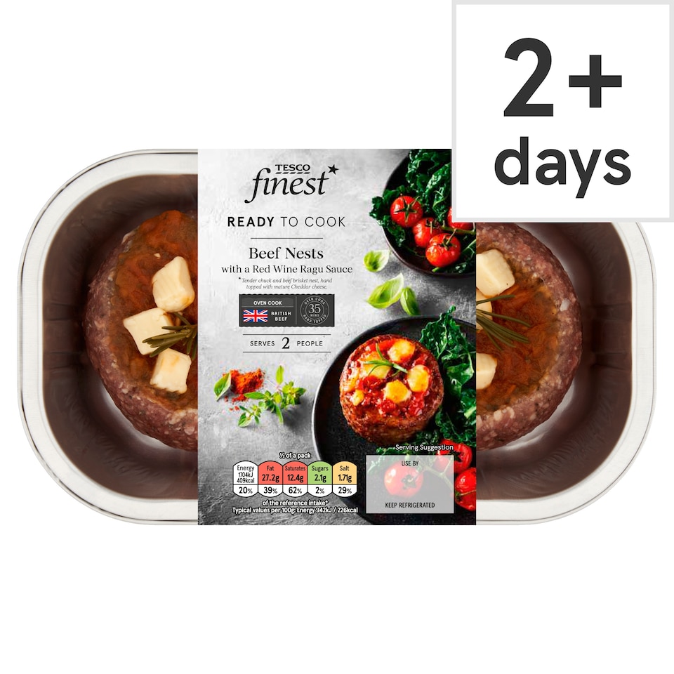 Tesco Finest Ready to Cook Beef Nests with a Red Wine Ragu Sauce 398g