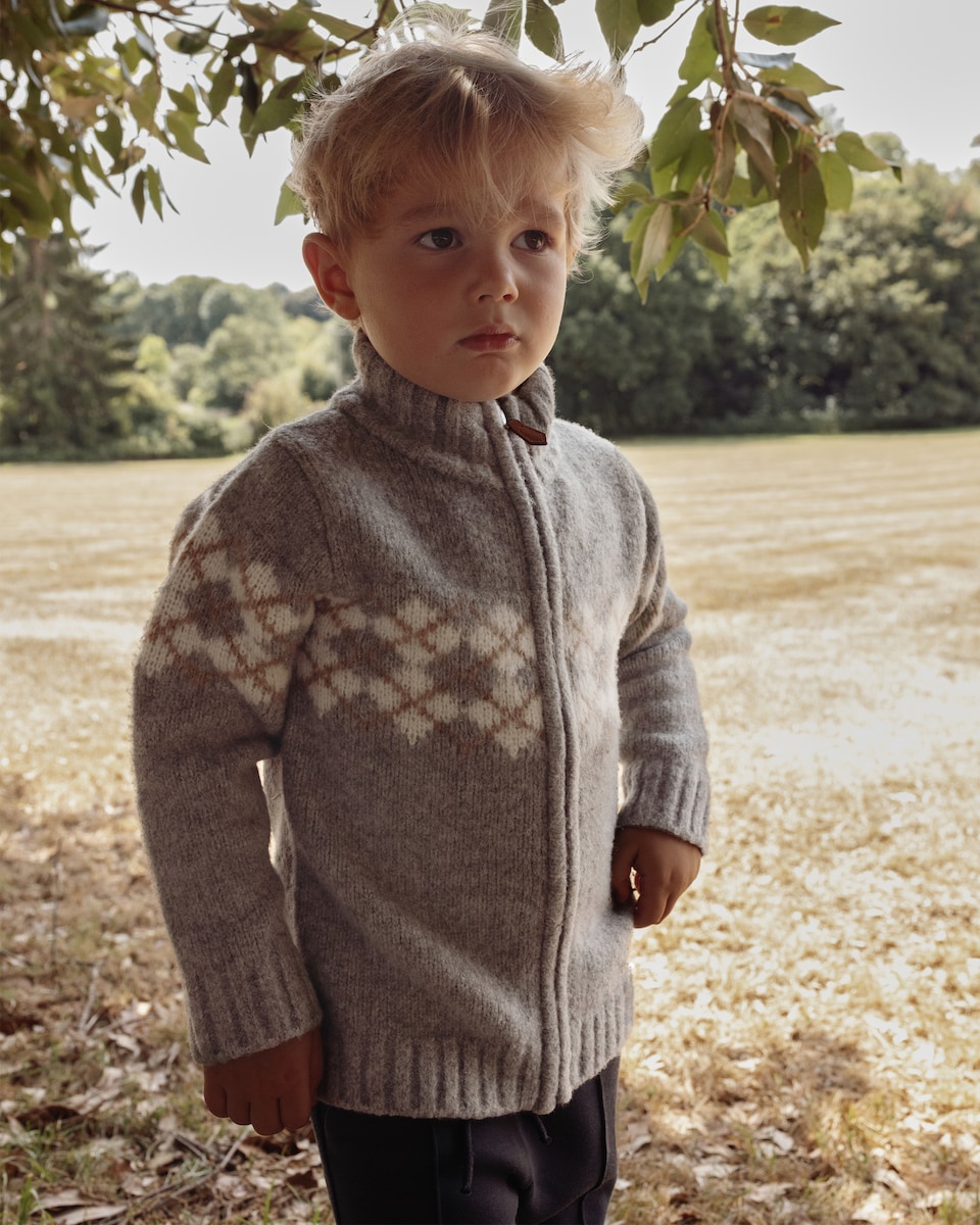 image 1 of F&F x Samantha Faiers Argyle Print Zip Up Cardigan in Multi Grey