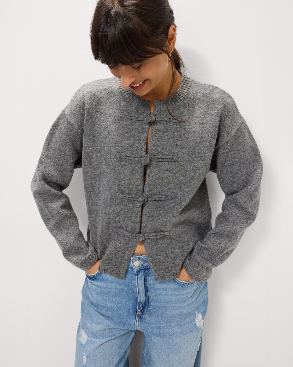 image 1 of F&F Button Detail Cardigan in Grey