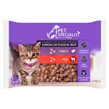 Pet Specialist Kompletné krmivo pre mačiatka kúsky v želé 4 x 100 g (400 g)
