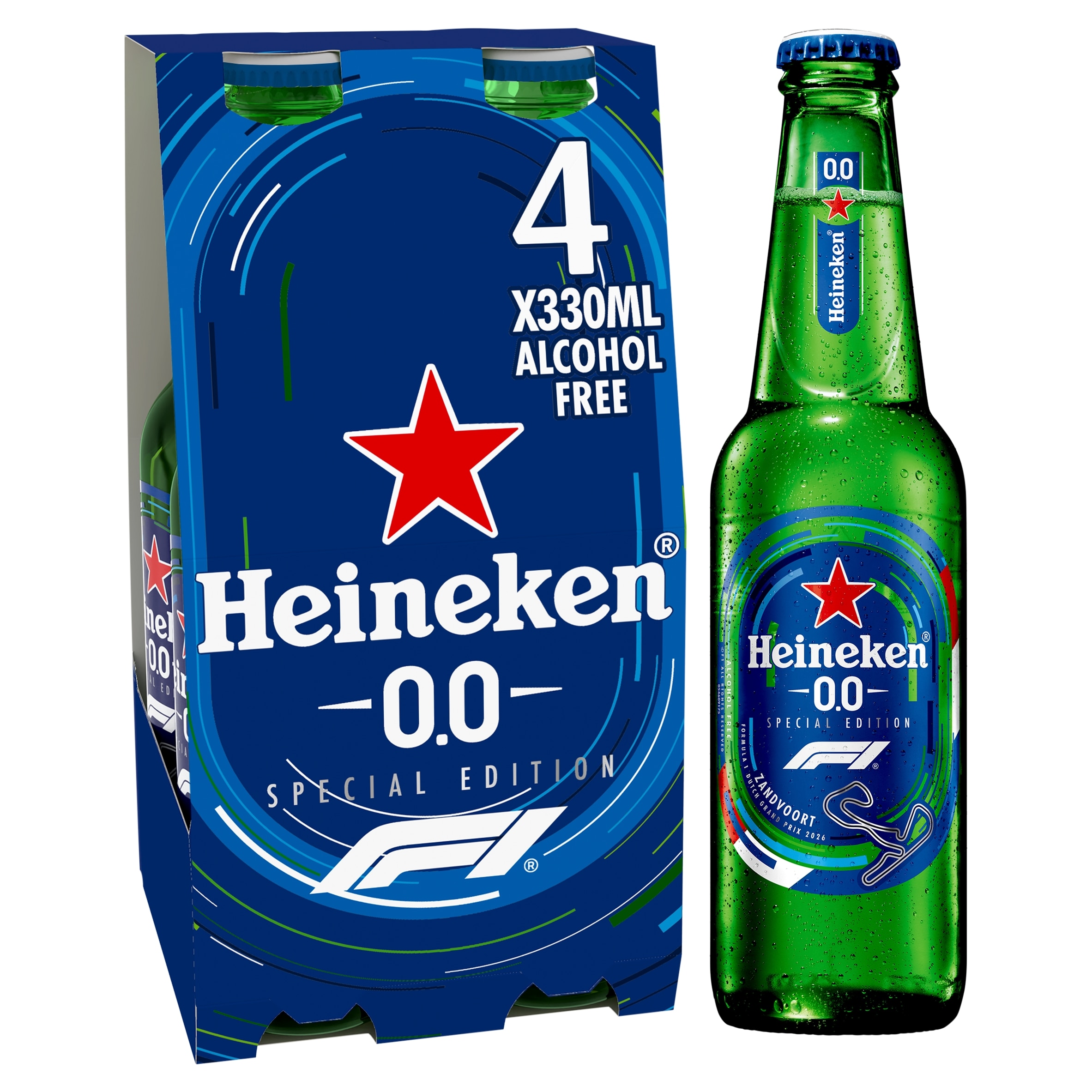 Heineken 0.0% Alcohol Free Beer Bottle 4 x 330ml