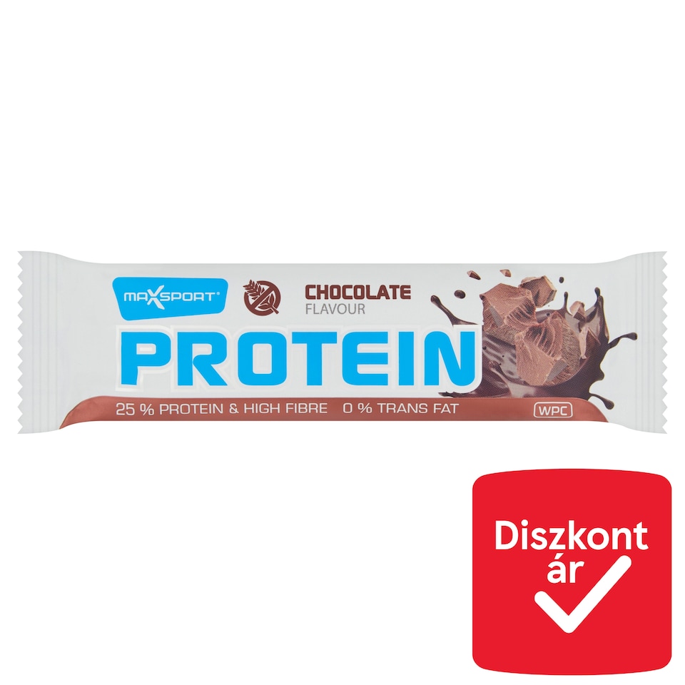 MaxSport Protein gluténmentes, fehérje tartalmú szelet étcsokoládé ízű bevonattal 60 g