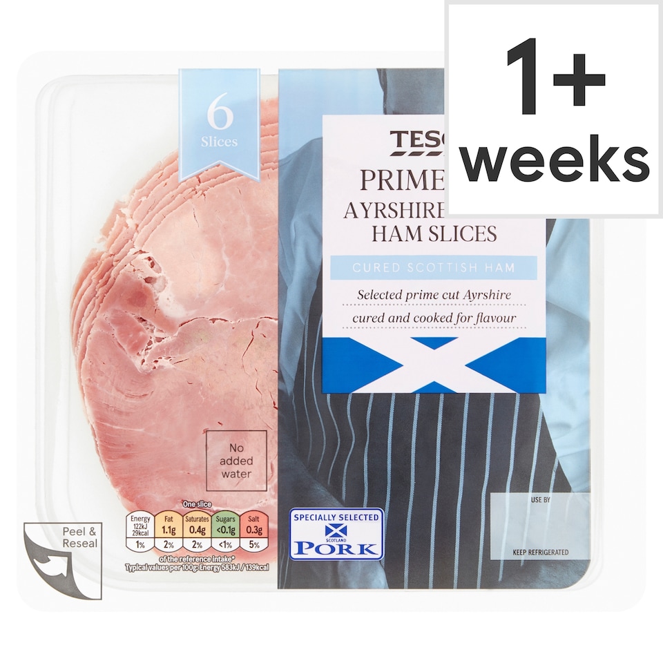 Tesco Ayrshire Cured Ham Slices 125G
