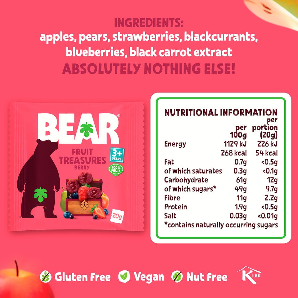 image 1 of BEAR Fruit Treasures Berry 5 x 20g