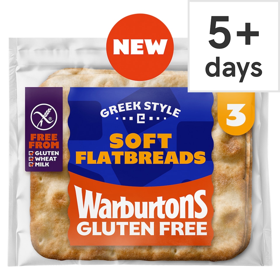 Warburtons Gluten Free Greek Style 3 soft Flatbreads