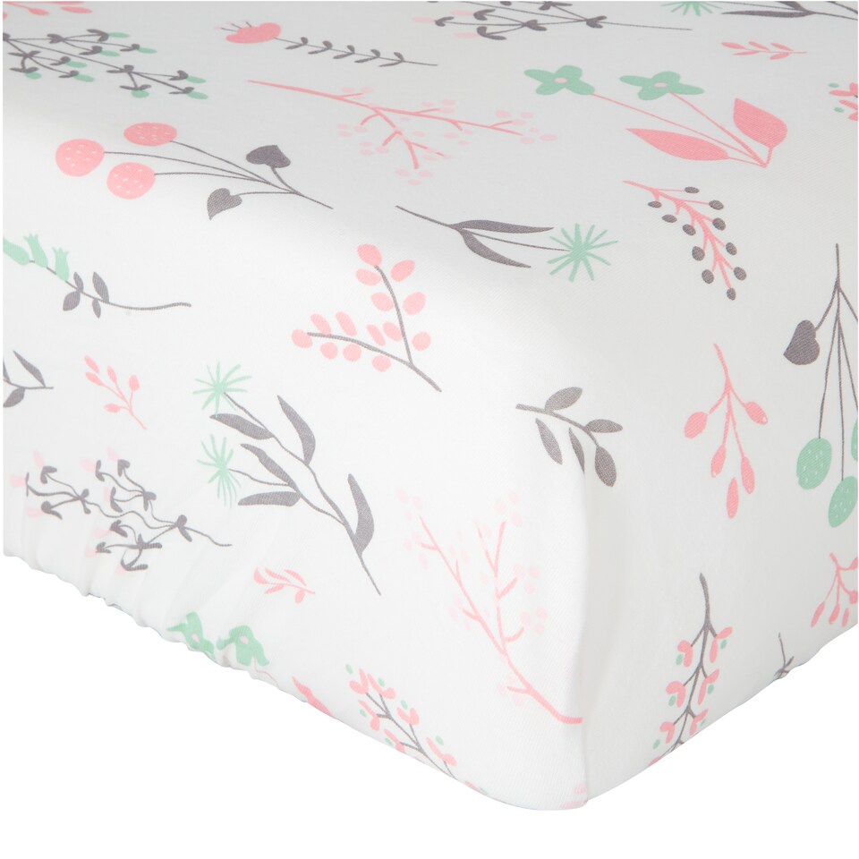 image 1 of Fred & Flo Floral Cotbed Fitted Sheets 2 Pack
