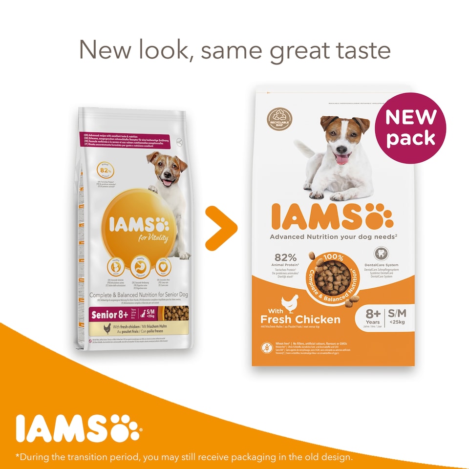image 1 of Iams Senior Dog Dry Food Small/Medium Breed With Fresh Chicken 2kg