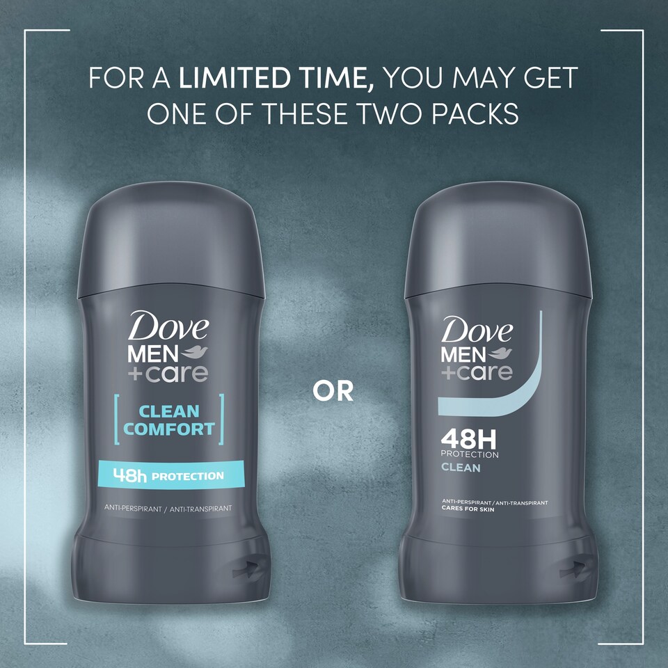 image 1 of Dove Men+Care Clean Comfort 48h Antiperspirant Deodorant Stick 50ml