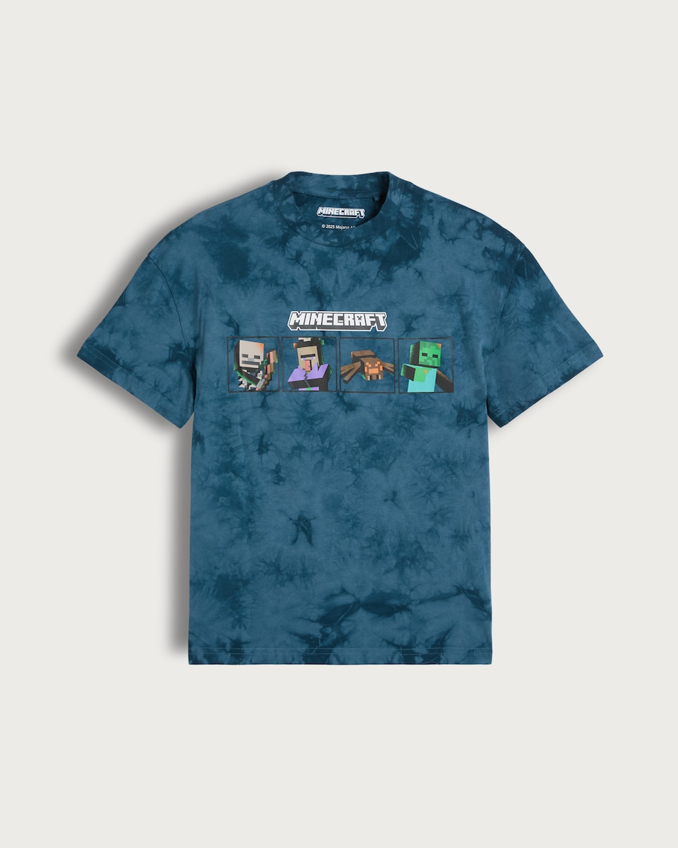 image 1 of Minecraft Pure Cotton Character Print T-Shirt in Blue