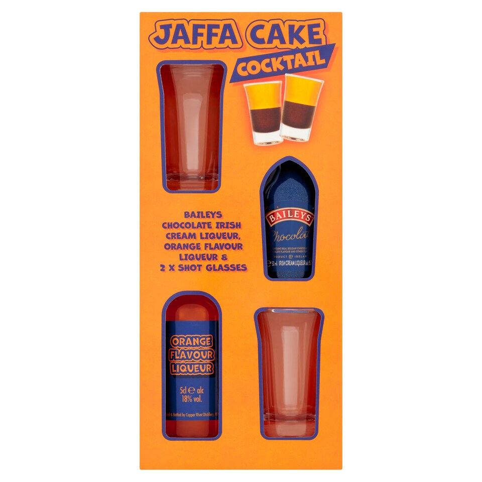 Beams Jaffa Cake Cocktail Baileys 5cl, Orange Liqueur 5cl and 2 x Glasses