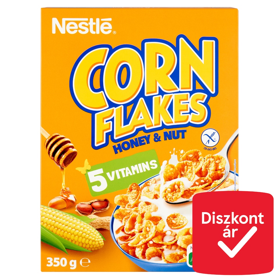 image 1 of Nestlé Corn Flakes Gluten-Free Corn Flakes with Honey, Peanuts and Vitamins 350 g
