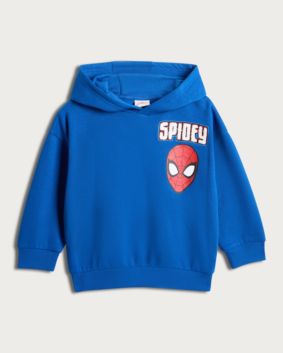 image 1 of Marvel Spider-Man Cotton Rich Hoodie in Navy