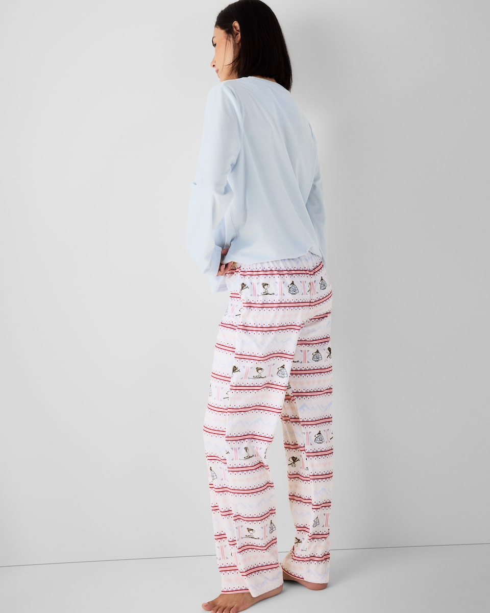 image 1 of Snoopy Christmas Fleece Pyjama Set in Multi White