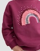 image 2 of F&F Girls Cotton Rich Rainbow Embellished Sweatshirt in Burgundy