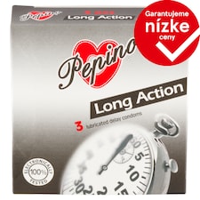 Pepino Long Action kondómy z prírodného latexu s lubrikantom 3 ks