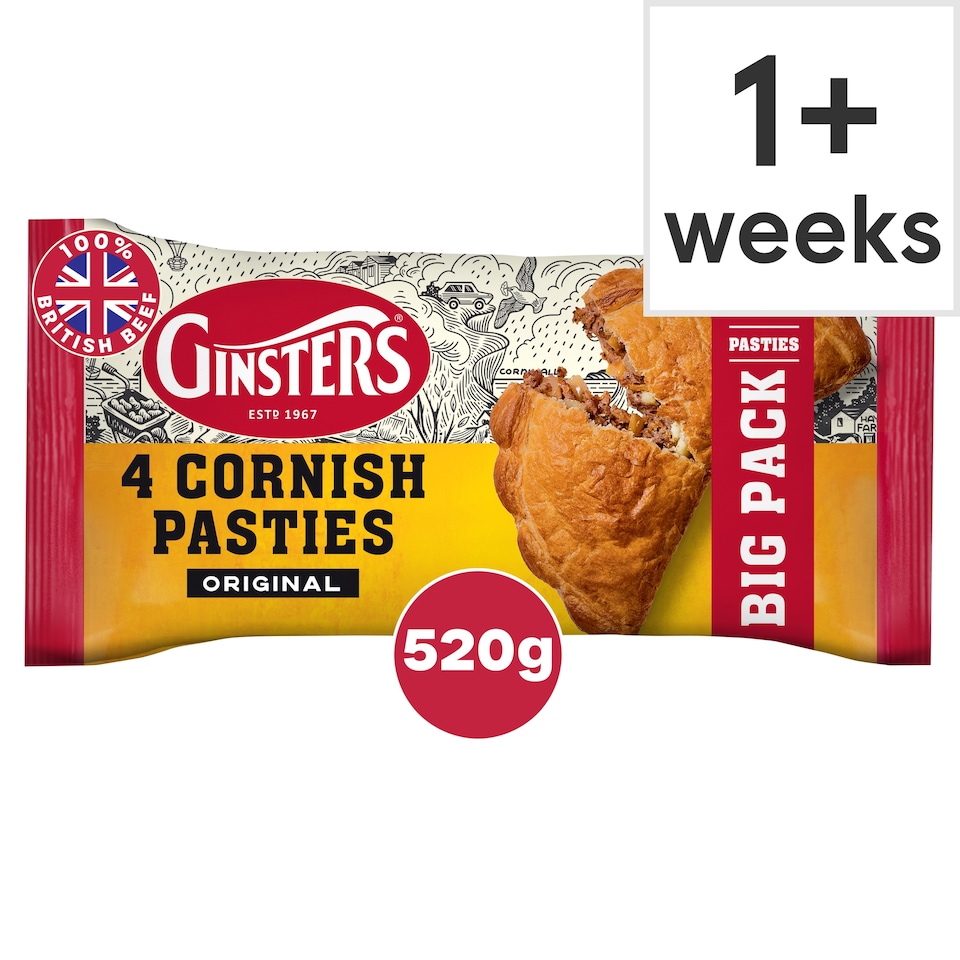 Ginsters 4 Cornish Pasties Original 520g