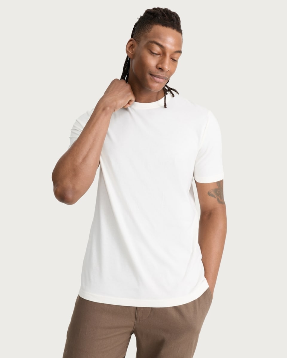 image 1 of F&F Pure Cotton Short Sleeved T-Shirt in Cream