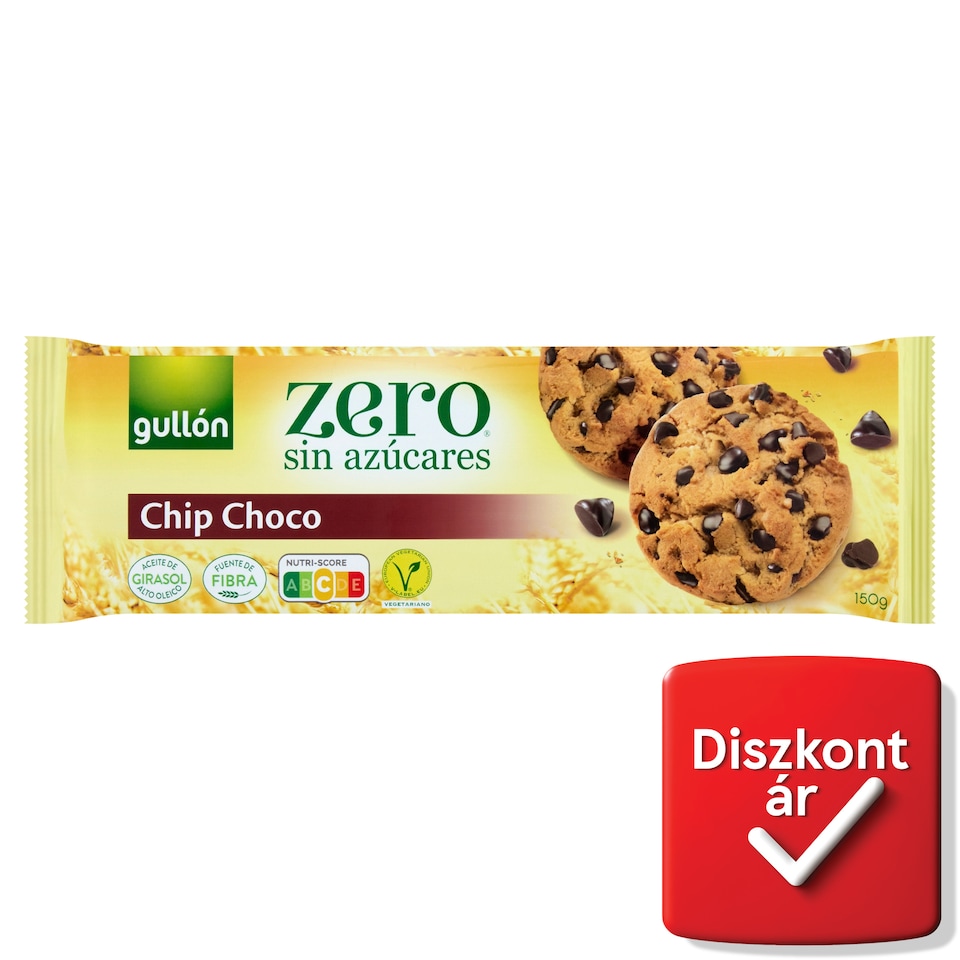 Gullón Zero cukormentes keksz csokoládé darabkákkal édesítőszerrel 150 g  1. kép