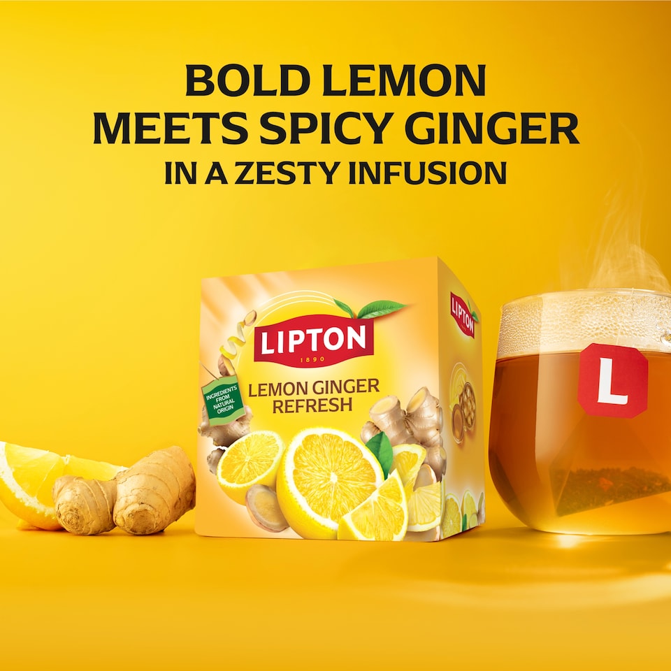 image 1 of Lipton Lemon & Ginger Refresh 20 Tea Bags 34g