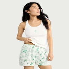 F&F Cotton Rich Palm Tree Short Pyjama Set in Multi White