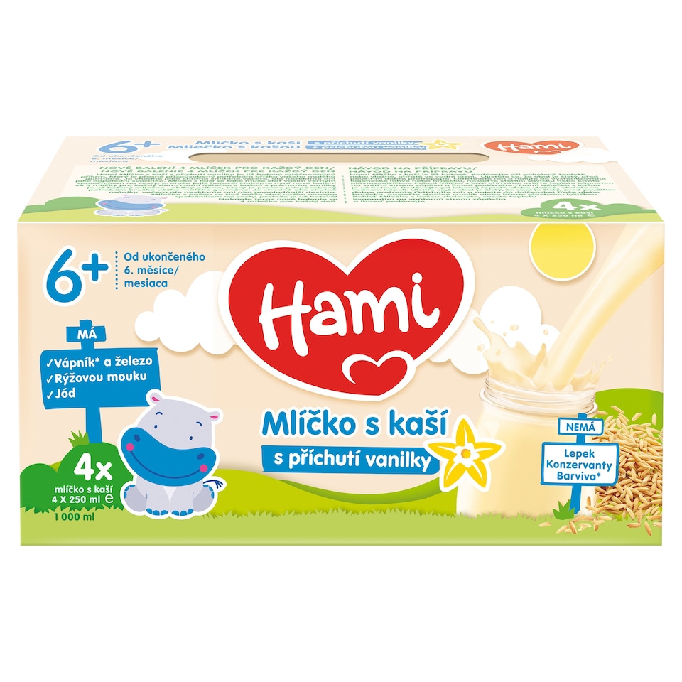image 1 of Hami Milk with Porridge with Vanilla Flavor from the End of the 6th Month 4 x 250 ml (1000 ml)