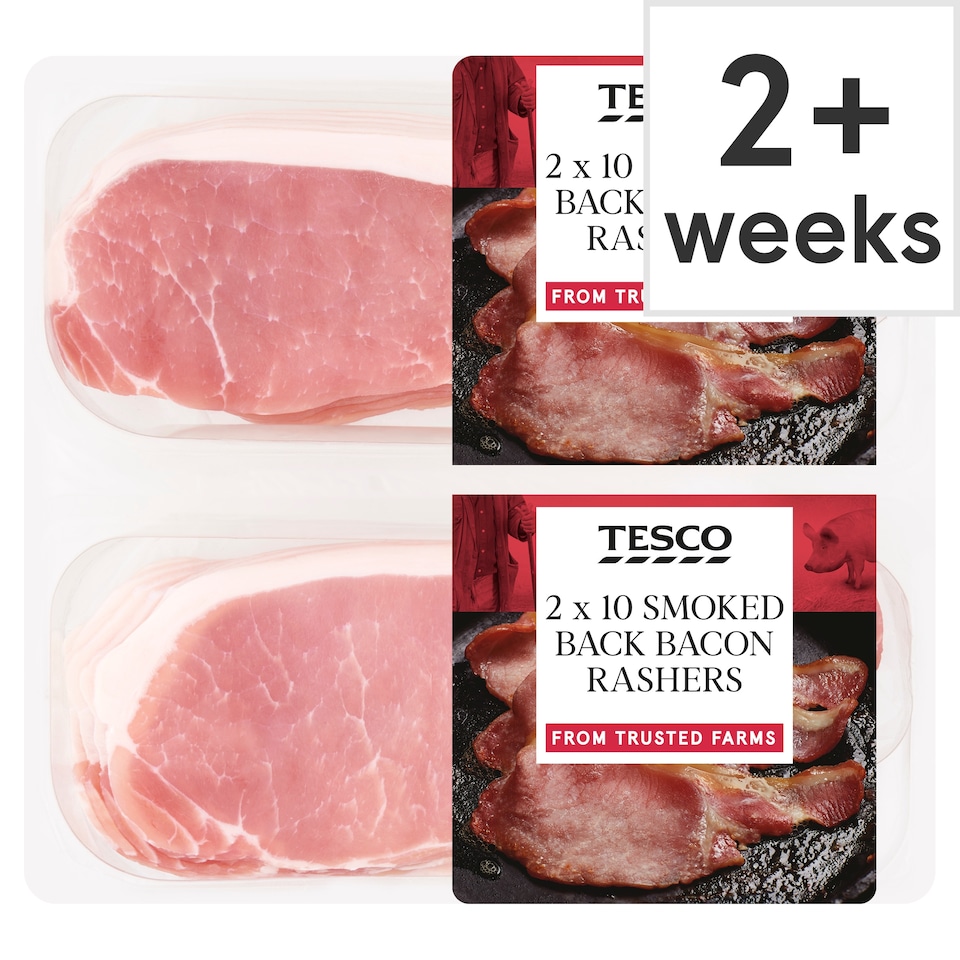 Tesco Smoked Back Bacon Rashers 2 x 10 600g