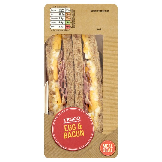Tesco Egg & Bacon Sandwich Tesco Groceries