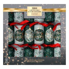 Tesco Luxury Merry Christmas Crackers 6 Pack