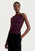 image 2 of F&F Ruched Twist Front Sleeveless Top in Burgundy