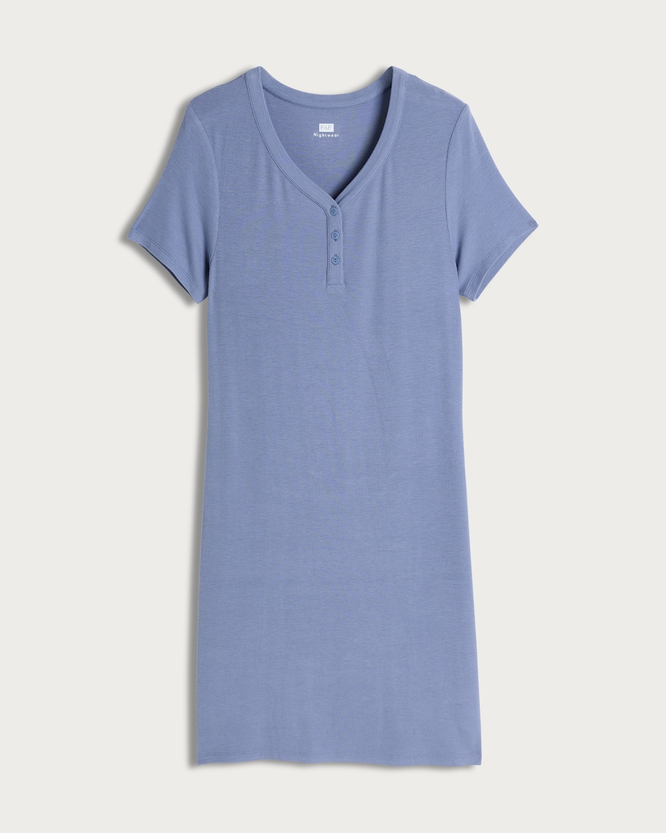 image 1 of F&F CoolEase™ Short Sleeved Nightdress in Blue